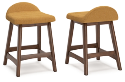 Lyncott Counter Height Bar Stool, Mustard/Brown, large
