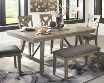 Ashley dining table with bench hot sale