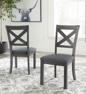 Myshanna X Back Dining Chair (Set of 2), Gray