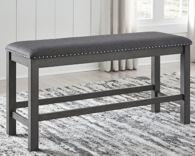 Myshanna Counter 49 Height Upholstered Dining Bench, Gray