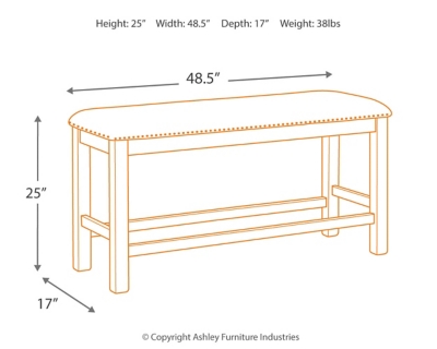 Moriville Counter Height Dining Bench, Beige, large