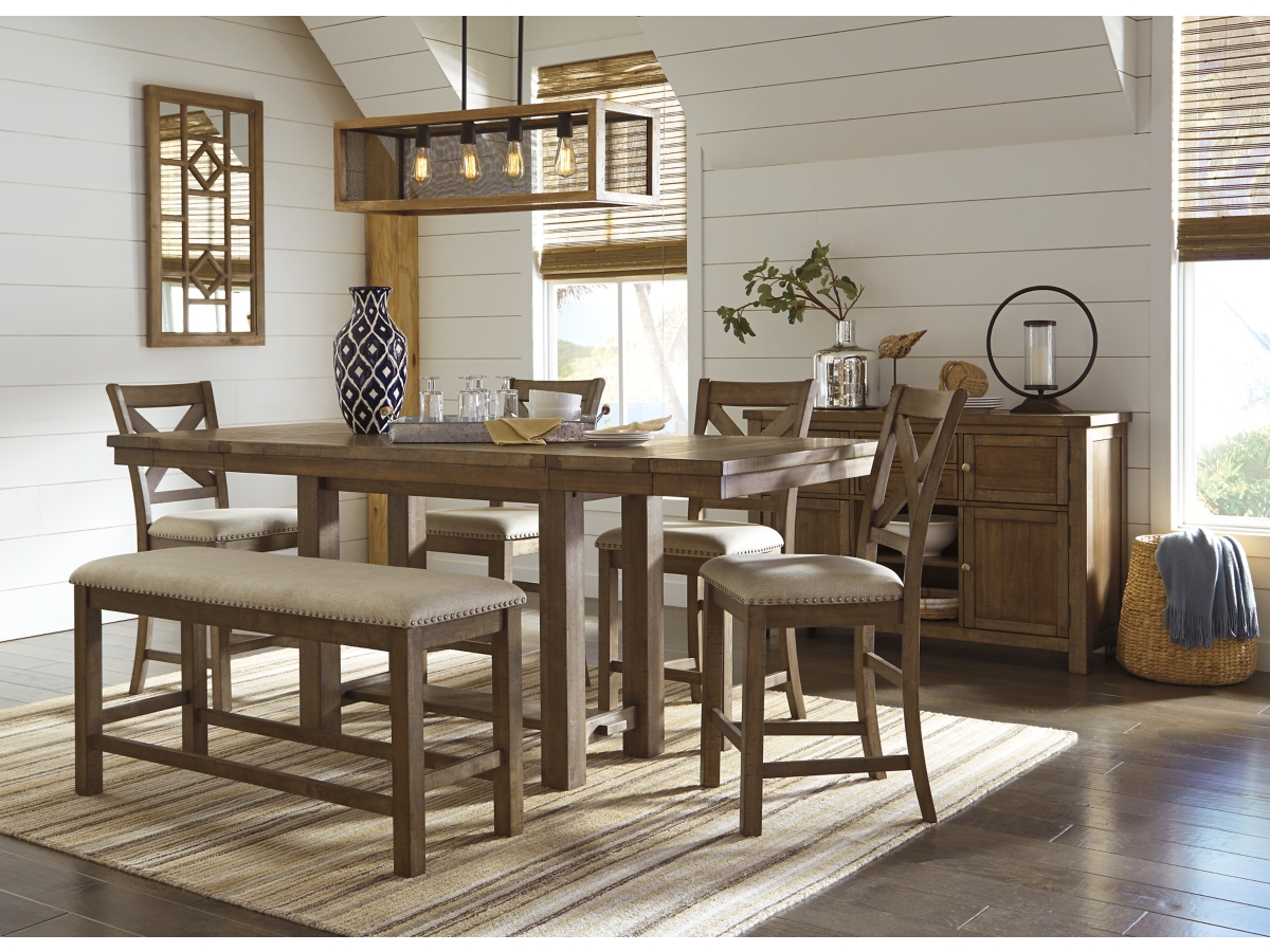Moriville Counter Height Bench - Beige - (D631-09)
