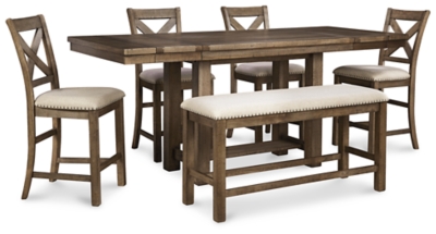 Moriville Counter Height Dining Table And 4 Barstools And Bench Set Ashley Furniture Homestore