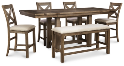 Moriville Counter Height Dining Table And 4 Barstools And Bench Set Ashley Furniture HomeStore