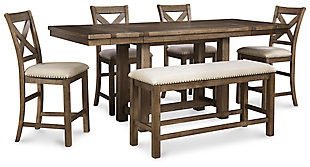 Moriville Counter Height Dining Table and 4 Barstools and Bench, , large