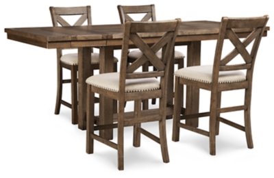 Moriville Counter Height Dining Table and 4 Barstools, , large