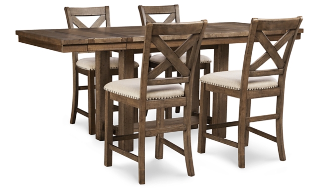 Moriville Counter Height Dining Table and 4 Bar Stools Set