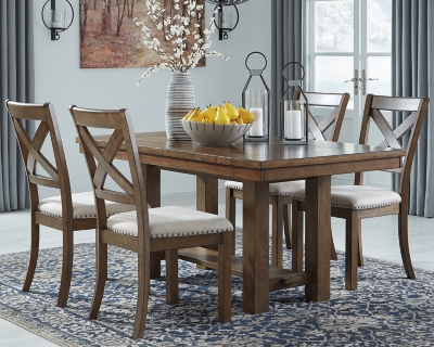 Moriville Dining Table and 4 Chairs, Grayish Brown