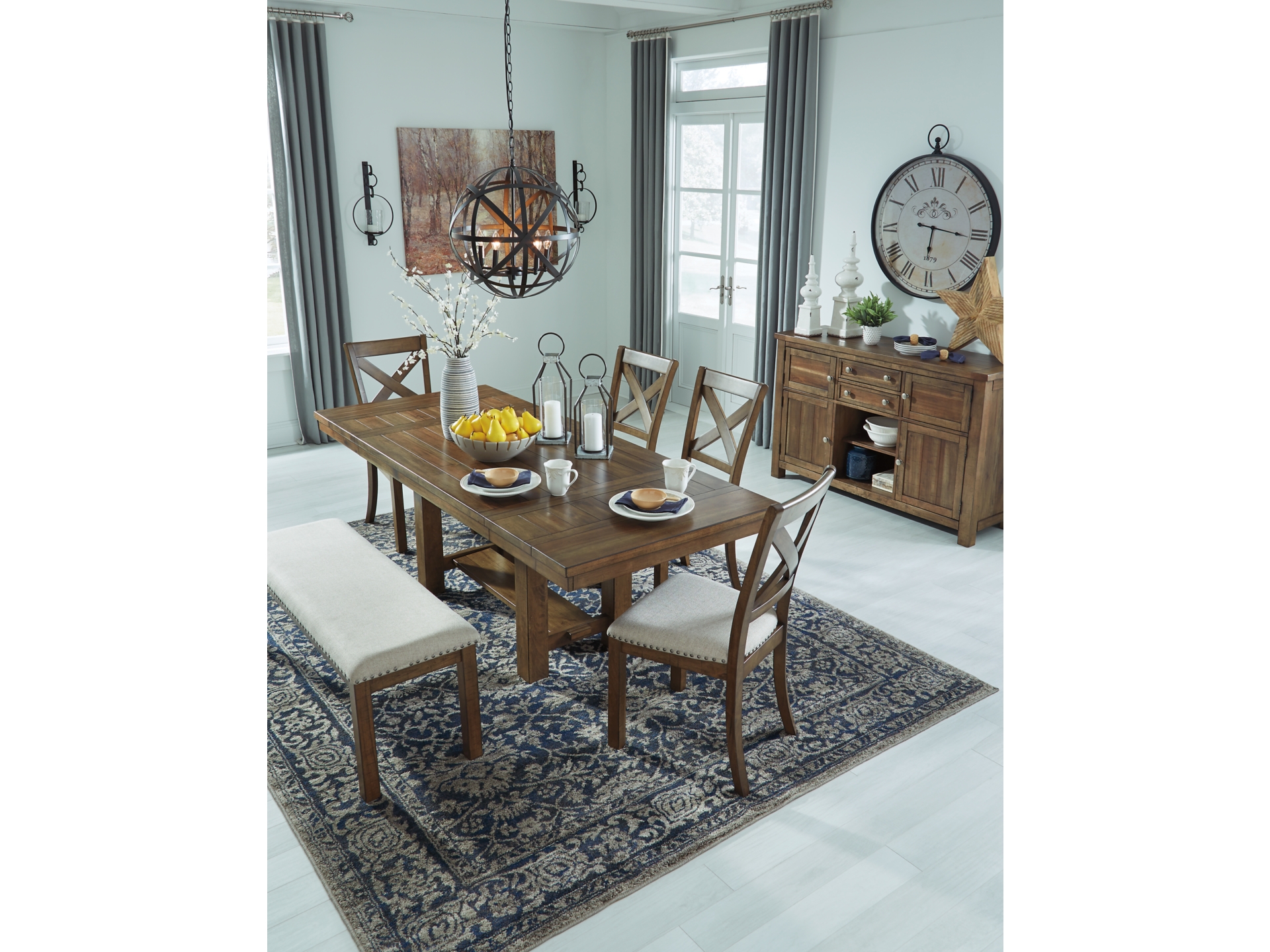 Image 1 of Moriville Dining Table and 4 Chairs and Bench