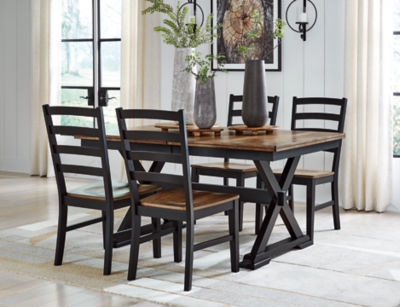 Wildenauer Dining Table and 4 Chairs, Brown/Black