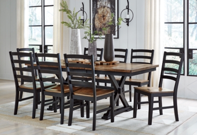 Wildenauer Dining Table and 8 Chairs, Brown/Black