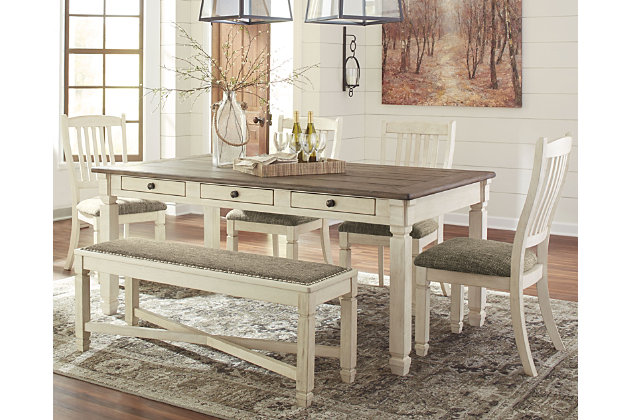 Bolanburg Dining Table And 4 Chairs, Dining Room Set With Chairs And Bench