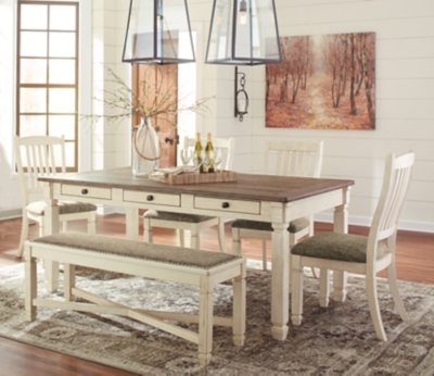 Bolanburg Dining Table And 4 Chairs And Bench Set Ashley