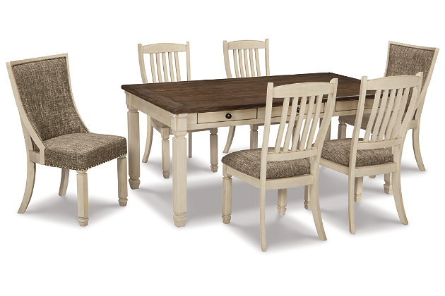 Bolanburg Dining Table And 6 Chairs Set, Farmhouse Dining Room Chairs Set Of 6