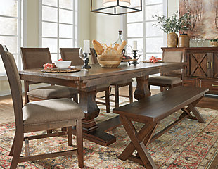 Windville dining room bench serves up a tasteful helping of rustically refined style. Classic crossbuck profile is beautifully on trend, as in the infusion of mango veneers for dramatic, grainy character. Rest assured, given its generous scale, three’s not a crowd.Made of mango veneers, wood and engineered wood | Cross-buck base | Comfortably seats 3 | Estimated Assembly Time: 30 Minutes