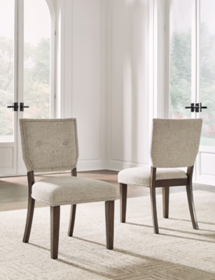 Veramond Upholstered Dining Chair (Set of 2), Gray/Dark Brown