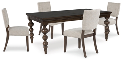 Veramond Dining Table and 4 Chairs, Dark Brown