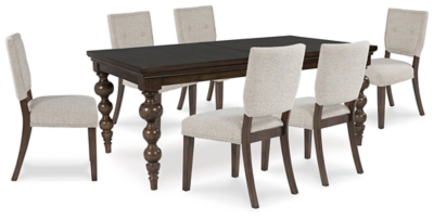 Veramond Dining Table and 6 Chairs, Dark Brown