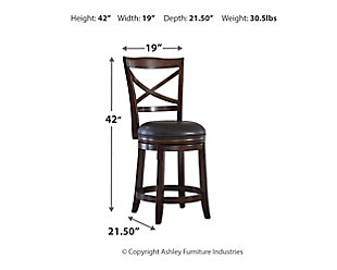 Porter Counter Height Bar Stool, Rustic Brown, large