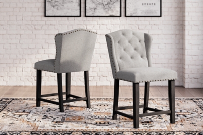 Jeanette Upholstered Counter Height Wingback Bar Stool (Set of 2), Linen