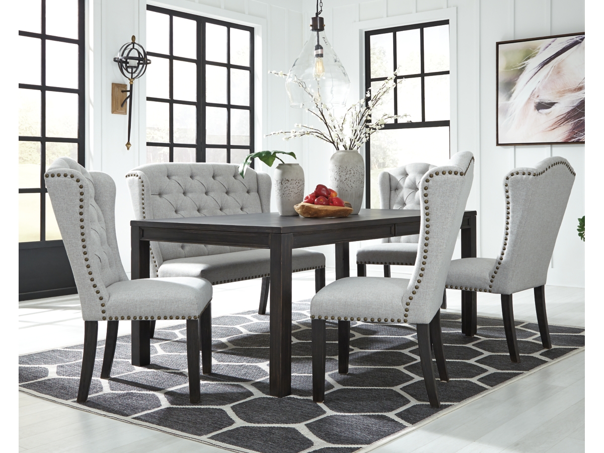 Johnelle dining table and deals 4 chairs and bench set