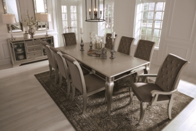 Ashley furniture silver discount dining room set