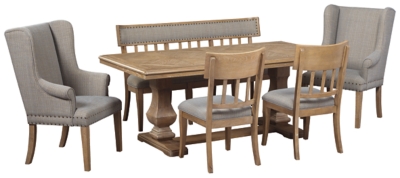 Ollesburg Dining Table and 4 Chairs and Bench Ashley