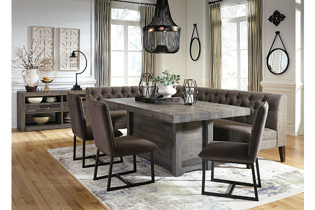 Tripton Corner Dining Bench Ashley, Dining Room Tables With Bench And Fabric Chairs