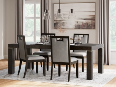 APG-D731-354 Hyndell Dining Table and 4 Chairs, Dark Brown sku APG-D731-354