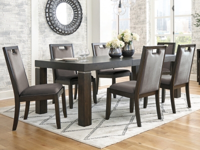 Hyndell Extendable Dining Table with Geometric Veneer Inlay Top