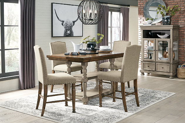 Signature Design by Ashley Lettner Dining Table Set Gray//Brown