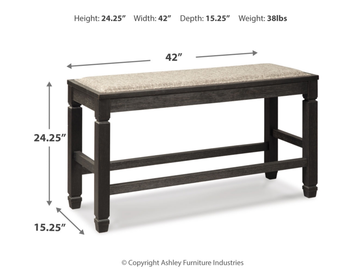 Tyler Creek Counter Height Bench - Antique Black - (D736-09)