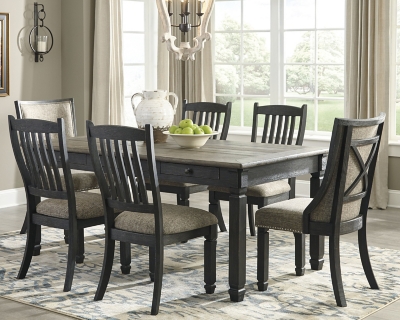 Tyler Creek Dining Table and 6 Chairs, Black/Gray