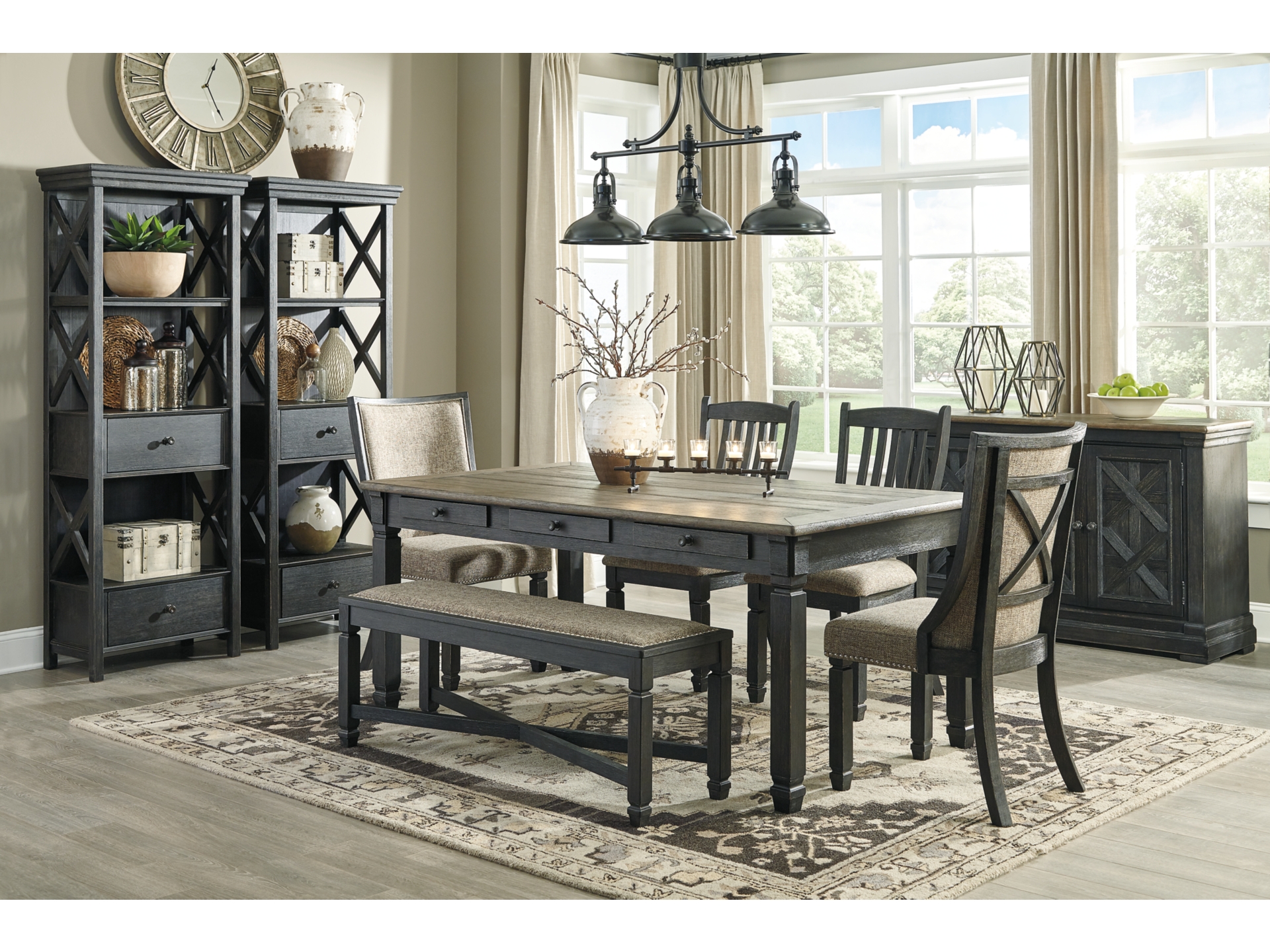 Image 2 of Tyler Creek Dining Table and 4 Chairs and Bench