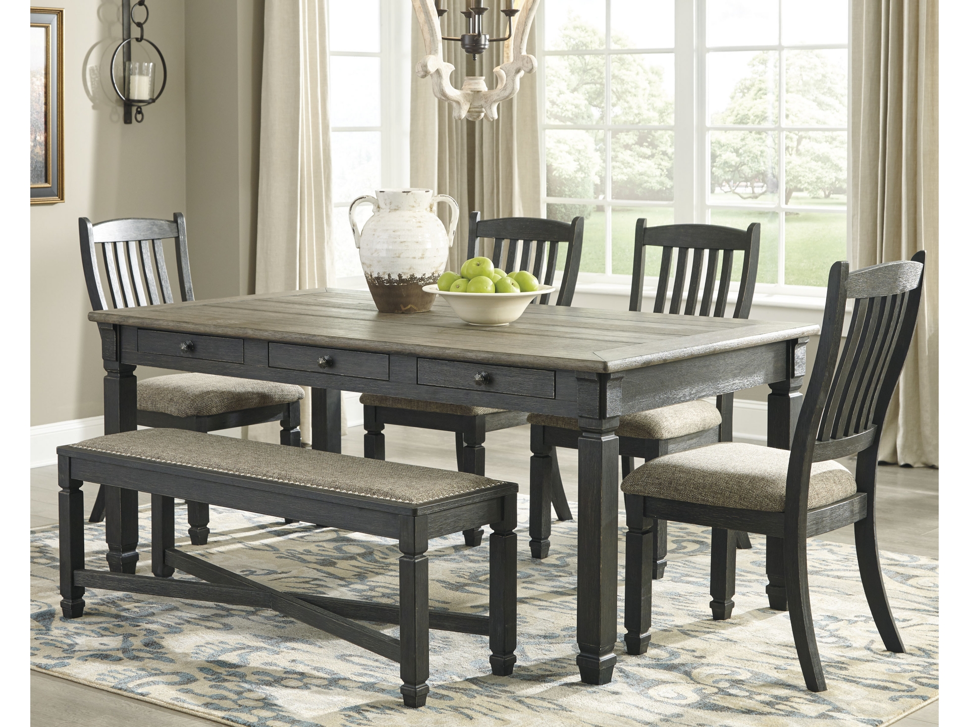 Image 0 of Tyler Creek Dining Table and 4 Chairs and Bench
