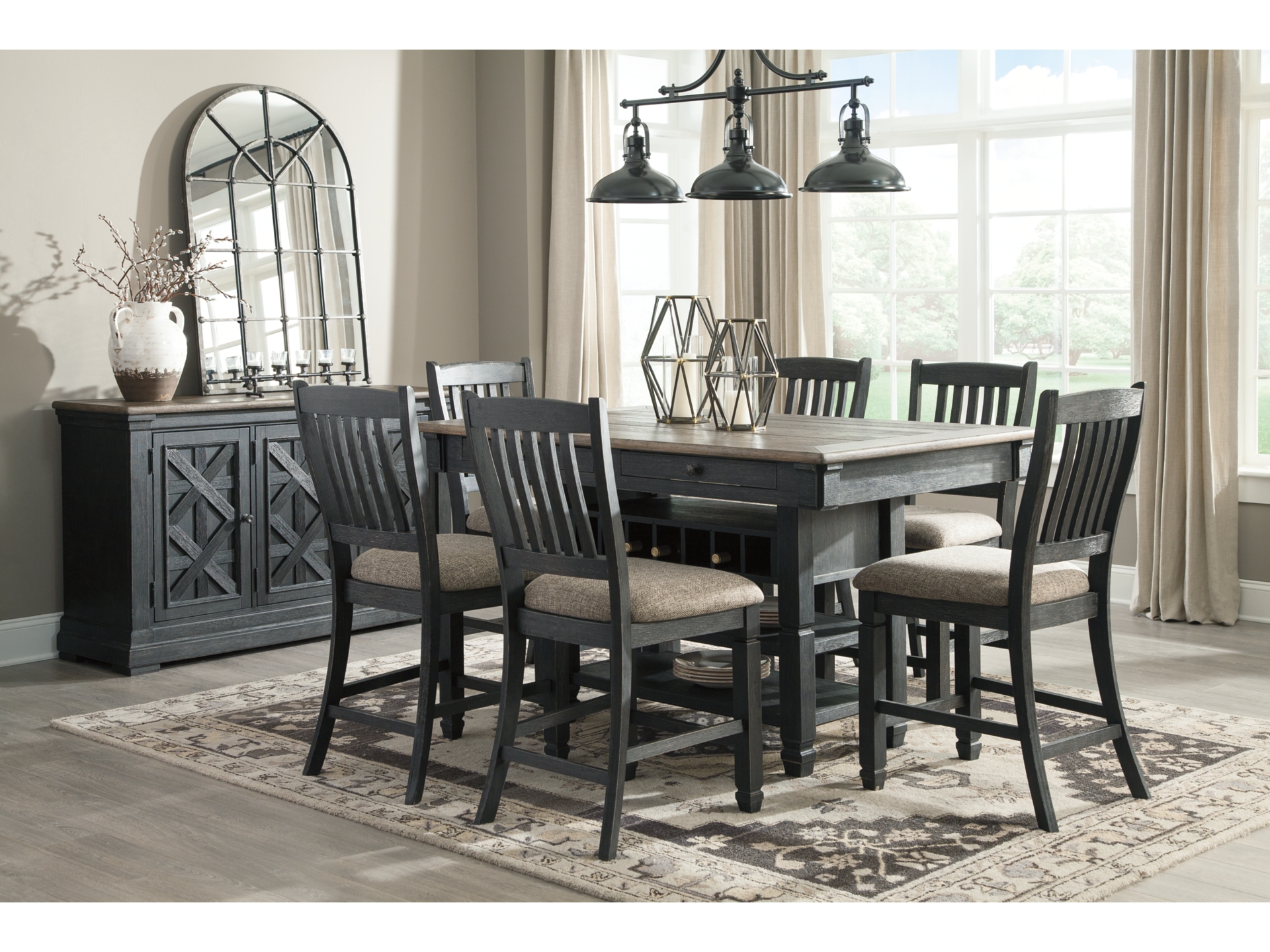 Image 1 of Tyler Creek Counter Height Dining Table and 6 Barstools