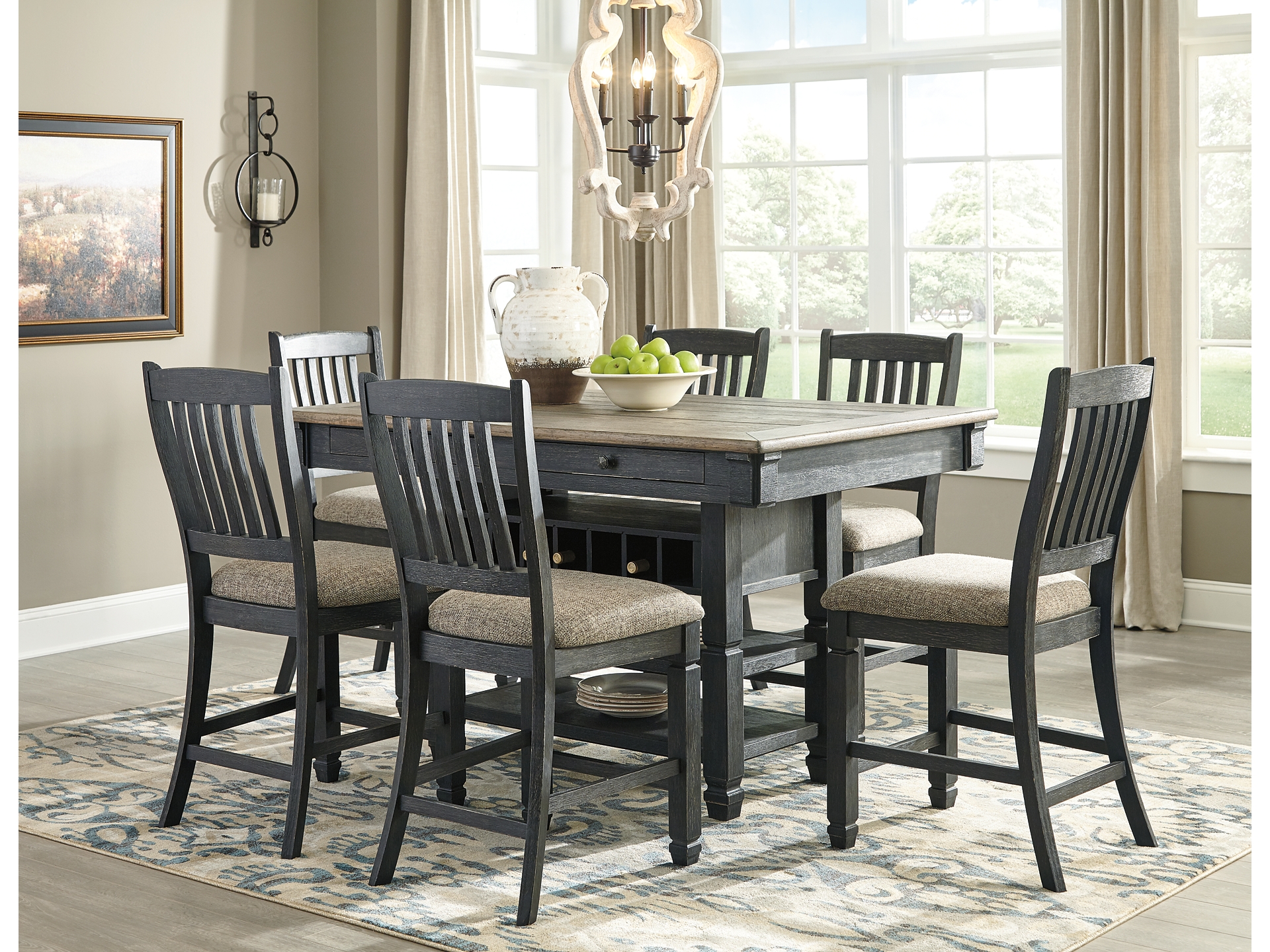 Image 0 of Tyler Creek Counter Height Dining Table and 6 Barstools