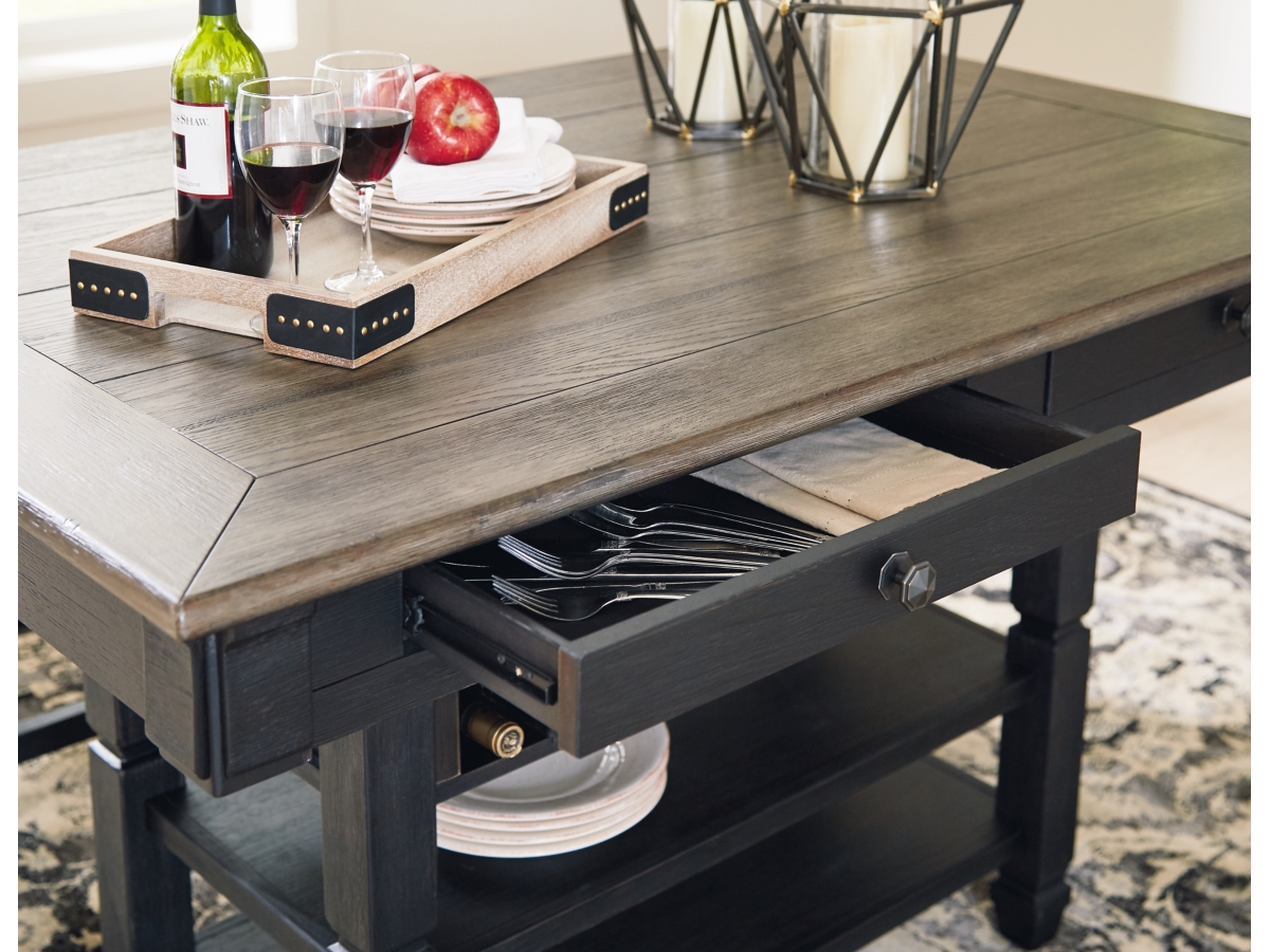Tyler Creek Counter Height Dining Table with Wine Storage Rack