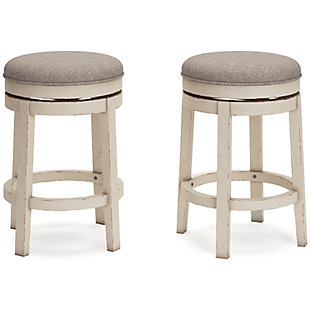 Realyn Counter Height Bar Stool, Chipped White, large