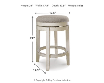 Realyn Counter Height Bar Stool, Chipped White, large