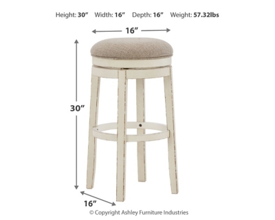 Realyn Bar Height Bar Stool, Chipped White, large