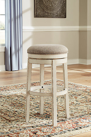 Realyn Bar Height Bar Stool, Chipped White, rollover
