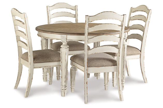 Realyn Dining Table And 4 Chairs Set, Circle Dining Table With 4 Chairs