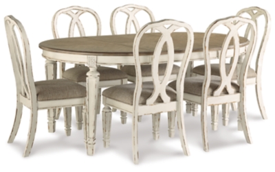 Realyn Dining Table and 6 Chairs, Chipped White