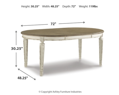 Realyn Dining Extension Table, Chipped White, large