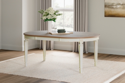 D743-35 Realyn Oval Extendable Dining Table, Chipped White sku D743-35