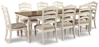 Realyn Dining Table and 8 Chairs, Chipped White