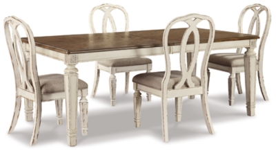 Realyn Dining Table and 4 Chairs, Chipped White