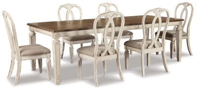 Realyn Dining Table and 6 Chairs, Chipped White