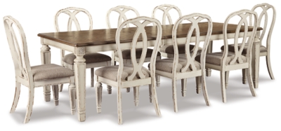 Realyn Dining Table and 8 Chairs, Chipped White